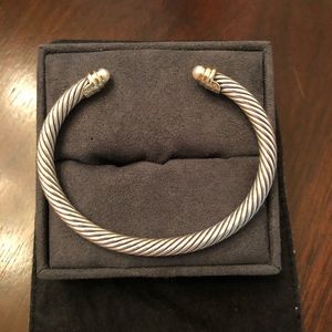 David Yurman SS Cable Pearl Bracelet
